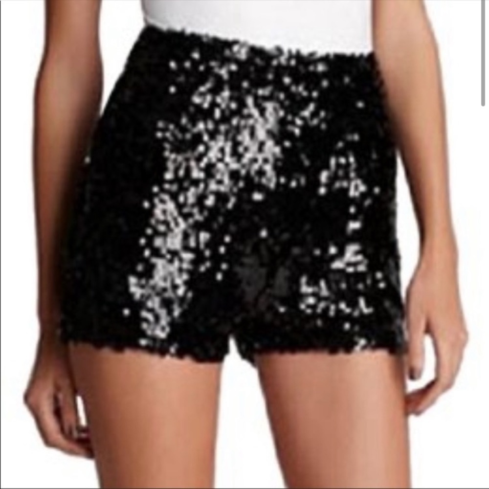 Halston Heritage Black Studio 54 Mini Sequin Shorts